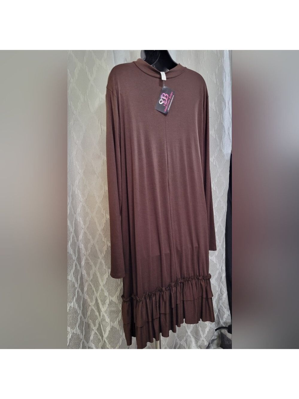 Zenana Outfitters | Brown Ruffle Hem Dress w/Pockets | Size 2X - Picture 5 of 5